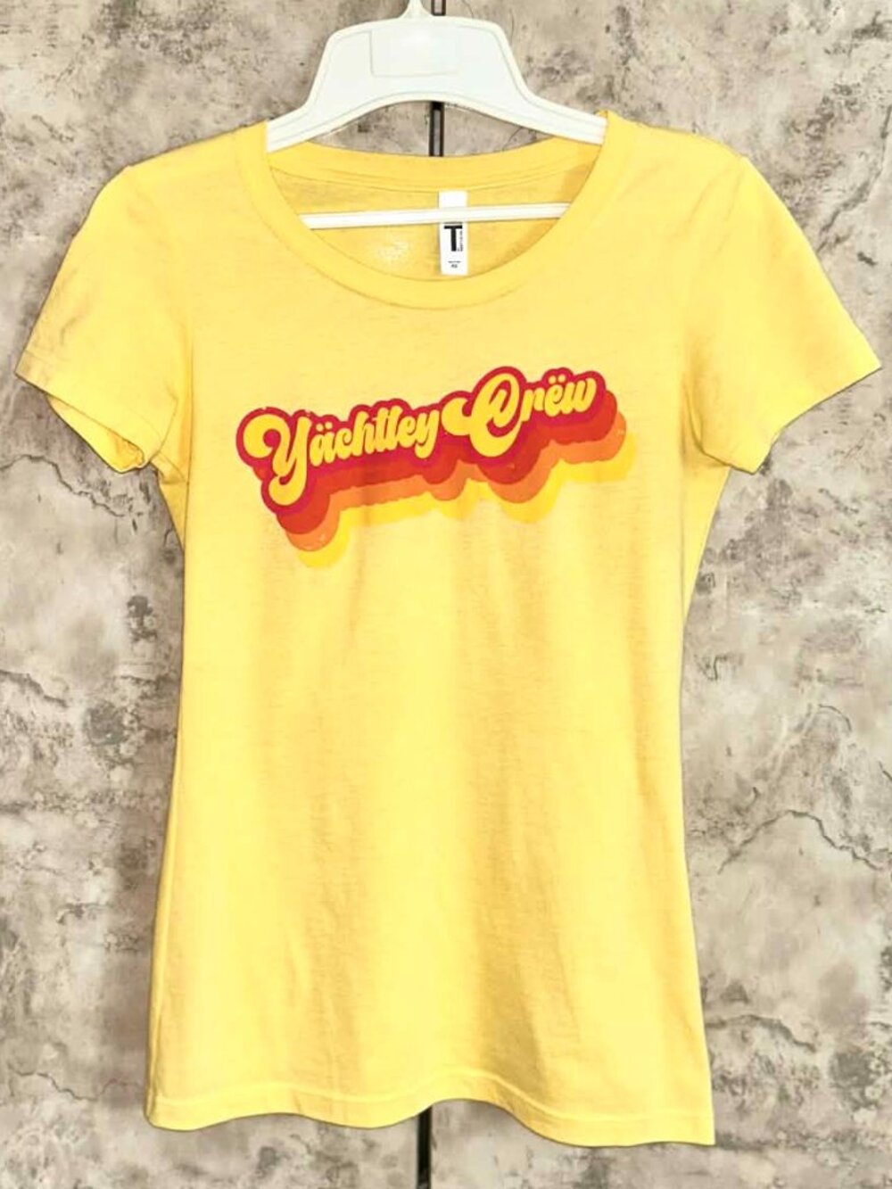 Yachtley Crew Yellow Yacht Rock Ladies Fitted T-Shirt